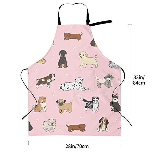 Perinsto Dog Cat Pets Cute Animals Waterproof Apron Bibs for Grooming Kitchen Cooking Baking Painting Gardening - color: Dog (Pink)