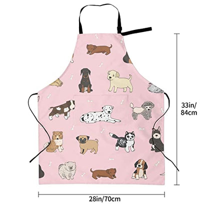 Perinsto Dog Cat Pets Cute Animals Waterproof Apron Bibs for Grooming Kitchen Cooking Baking Painting Gardening - color: Dog (Pink)