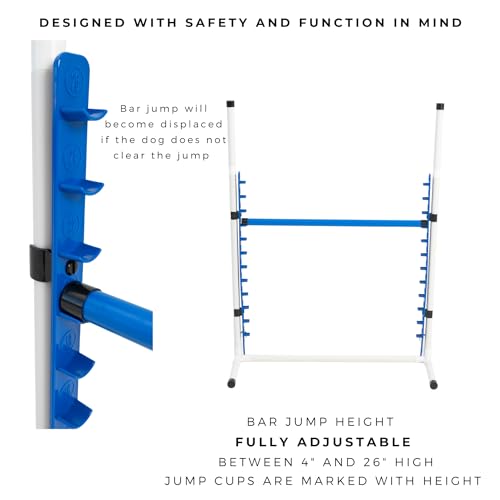 Better Sporting Dogs Premium Starter Dog Agility Set w/Safety-Focused Features | 5Pc Agility Kit | Bar Jump w/Cup Strips | Breakaway Tire Jump | Weave Poles | 10’ Tunnel & Sandbags | Pause Box