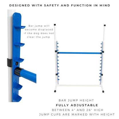 Better Sporting Dogs Premium Starter Dog Agility Set w/Safety-Focused Features | 5Pc Agility Kit | Bar Jump w/Cup Strips | Breakaway Tire Jump | Weave Poles | 10’ Tunnel & Sandbags | Pause Box