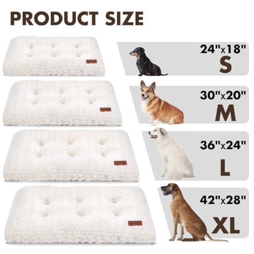 Dog Bed Crate Pad - Rosette Pattern White Velvet Pet Bed Anti-Slip Comfy Kennel Pad for Crates Rosette White S - color: Rosette Pattern White, size: Small 24"x18"