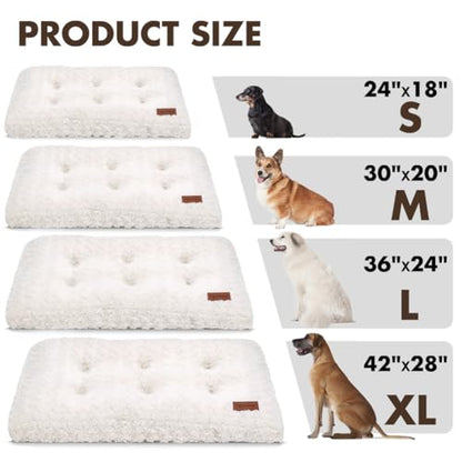 Dog Bed Crate Pad - Rosette Pattern White Velvet Pet Bed Anti-Slip Comfy Kennel Pad for Crates Rosette White L - color: Rosette Pattern White, size: Large 36"x24"