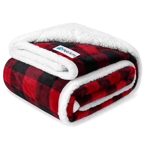 PetAmi Waterproof Dog Blanket for Couch, Pee Proof Fleece Reversible Pet Throw, Furniture Protector for Bed Sofa Kennel, Soft Washable Cover for Small Medium Dog Puppy Cat, 29x40 Plaid Red - color: Checkered Red, size: Medium 29 X 40 Inches