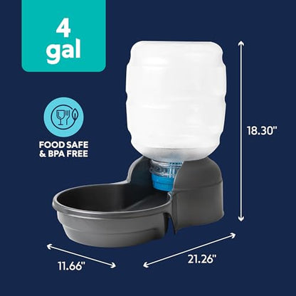 Petmate Replendish Automatic Dog Water Dispenser Gravity Pet Waterer with Microban Protection Base, 100% BPA Free - 4 Gallon, Wide Mouth Bowl, with 2 Extra Filters - size: Large