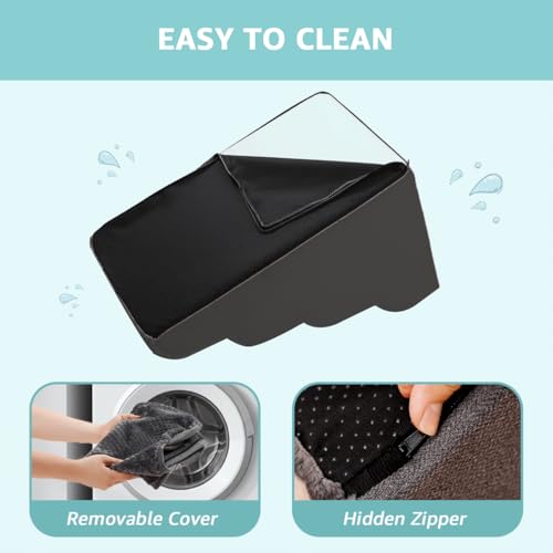 Oiilores Dog Stairs for Small Dogs 15" H, 3-Step Dog Steps Ramp for Couch Sofa and Chair with Anti-Slip Washable Cover and Durable High Density Foam, Pet Stairs for Cats, Grey