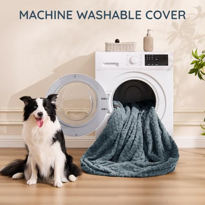 ChiXnuggle Faux Fur Washable Human Dog Bed Cover | 72*40*10,removable replace cover,soft fur,non-slip bottom,bluish grey - color: Bluish Grey, size: Cover (72x40x10)