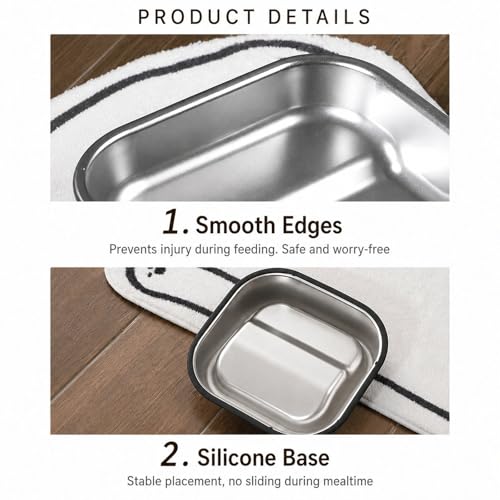 Slanted Dog Bowl for Flat-Faced Breeds - 304 Stainless Steel Tilted Food Bowl for French Bulldogs Pugs Shih Tzus Boston Terriers, Non-Slip Base, Dishwasher Safe, 18 oz