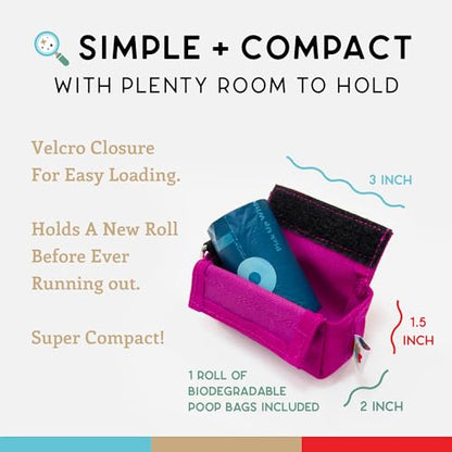 Dog Poop Bag Holder for Leashes, Cat Waste Bag Dispenser, 1000D Nylon, Attach to Cat Leash, Poop Bag Dispenser, Fits Standard Dog Poop Bags - Wildebeest(Pink) - color: Fuchsia(Pink)