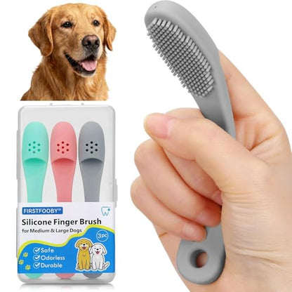 3pcs Dog Finger Toothbrush, Cat Chin Brush with Food-Grade Silicone, Dog Tooth Brushing Kit, Silicone Cleaning Brush for Pet Dental Care