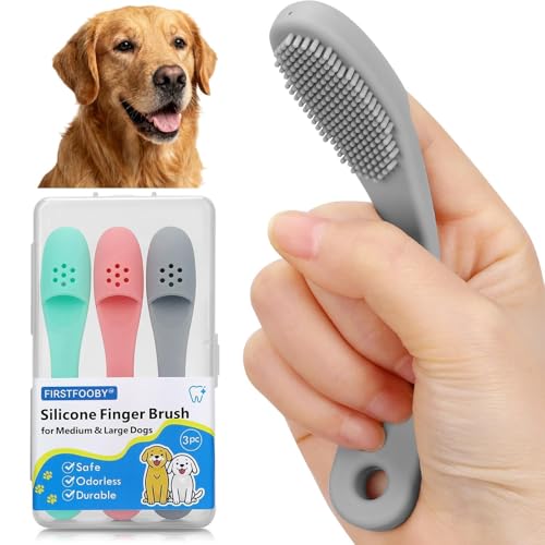 3pcs Dog Finger Toothbrush, Cat Chin Brush with Food-Grade Silicone, Dog Tooth Brushing Kit, Silicone Cleaning Brush for Pet Dental Care
