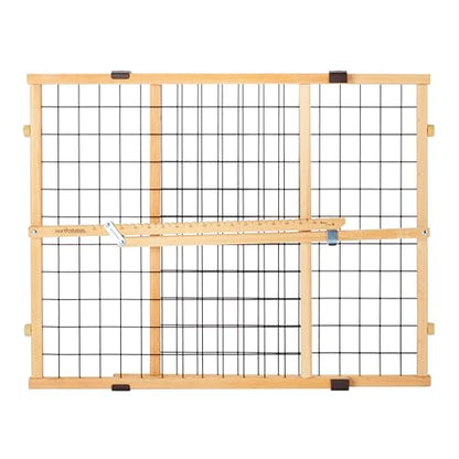 MYPET Wire Mesh Dog Gate: 26.5"-42" Wide Pressure Mounted with No Tools; Expandable, Durable Pet Gates for Doors and Hallways, 23" Tall, Made with Sustainable Hardwood - size: 26.5"-42" Wide, 23" Tall