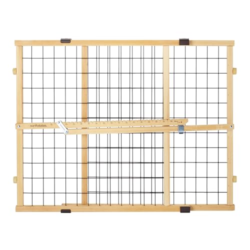 MYPET Wire Mesh Dog Gate: 26.5"-42" Wide Pressure Mounted with No Tools; Expandable, Durable Pet Gates for Doors and Hallways, 23" Tall, Made with Sustainable Hardwood - size: 26.5"-42" Wide, 23" Tall