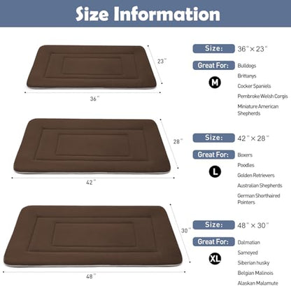 Dog Bed Soft Dog Crate Bed Pad Mat, 42 in Non Slip Bottom Washable Beds for Large Dogs, Pet Bed Mattress Kennel Pad, Dark Brown - color: Dark Brown, size: 42.0"L x 28.0"W x 1.2"Th