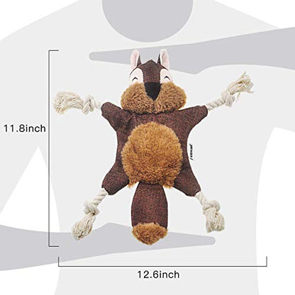 Vitscan Crinkle Dog Toy, No Stuffing Puppy Toys, Cotton Rope Limbs Stuffless Dog Toy with Squeaker, Plush Body Parts Squirrel Dog Squeaky Toys for Small Dog Chew Toys