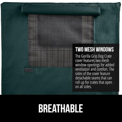 GORILLA GRIP Dog Crate Covers Compatible with Amazon Basics Dog Crates, All Sides Open, Privacy Cover Fits 30" Wire Kennel, Breathable Mesh Windows, Light Reducing Training Cage Topper, Hunter Green - color: Hunter Green, size: 30" X 19" X 21"