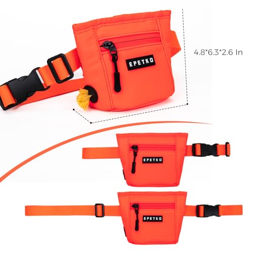 Dog Treat Pouch, Powerful Magnet Closure Device Dog Training Treat Bag Large Capacity Pet Treat Pouch with Poop Bag Dispenser Treat Bag for Dog Training with Metal Waistband Clip (Orange) - color: Orange