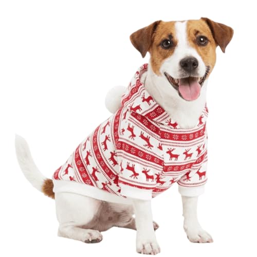 Dog Christmas Clothes Reindeer Puppy Hoodie Shirts for Small Dogs, Large - color: Reindeer, size: Large (8.8-13.2lb)