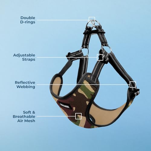 Best Pet Supplies Voyager Adjustable Step-in Flex Breathable Mesh Dog Harness for Small Medium Large Dogs (Army/Black Trim), S - color: Harness (Army/Black Trim), size: S