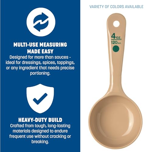 Carlisle FoodService Products Measure Miser Solid Spoon Measuring Spoon with Short Handle for Kitchens, Plastic, 4 Ounces, Beige - size: 4 Ounces Short Handle