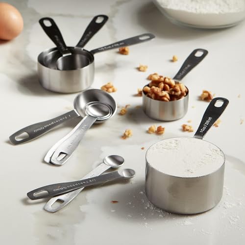 husMait 10-Piece Stainless Steel Measuring Cups and Spoons Set - Heavy Duty Metal Liquid & Dry Measuring Tools with Engraved Imperial & Metric Markings - Stackable, Rust-Resistant, Dishwasher Safe - color: Measuring Cups & Spoons Set