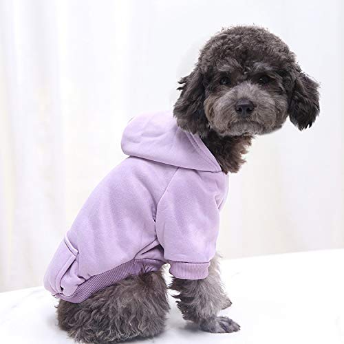 Idepet Pet Dog Hoodies Dog Clothes for Small Dogs Vest Chihuahua Clothes Warm Coat Jacket Autumn Puppy Outfits Cats Dogs Clothing(S, Purple) - color: Purple, size: Small