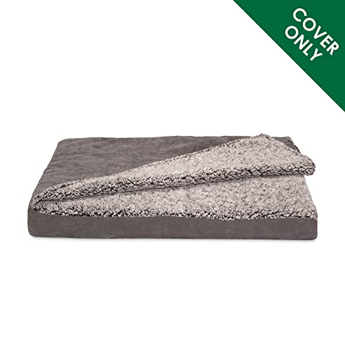 Furhaven Replacement Dog Bed Cover Berber & Suede Blanket Top Mattress, Machine Washable - Gray, Medium - color: Blanket Top - Berber & Suede (Gray), size: Medium