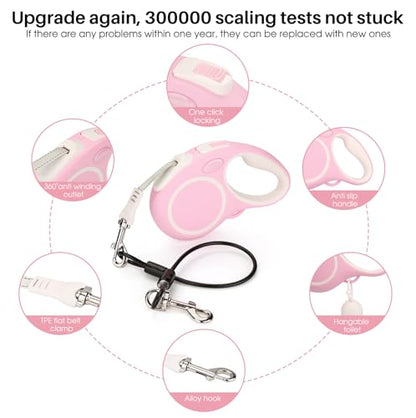 Upgraded Retractable Dog Leash with Chew Proof Cable and Poop Bag Dispenser, 16Ft Heavy Duty Dog Leash for Small Medium Large Dogs up to 120lbs, 360° No Tangle