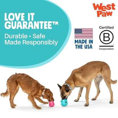 WEST PAW Zogoflex Toppl Interactive Treat Dispensing Puzzle Dog Toy for Mental Stimulation & Enrichment-Holds Kibble & Treats-Lickable, Freezable & Dishwasher Safe-Made in USA-Large-Geranium - color: Geranium, size: Large