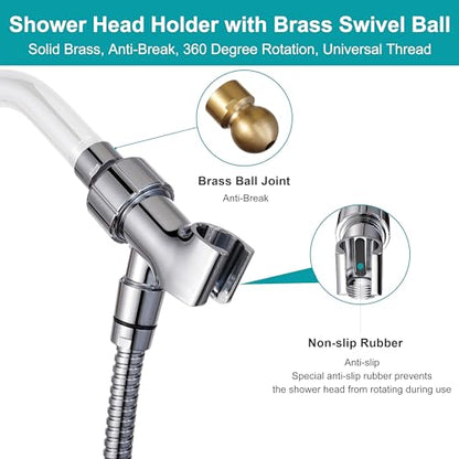 GwernKB Handheld Shower Head with On Off Switch 8-Mode High Pressure Showerhead with 79 Inches Extra-long Stainless Steel Hose and Bracket PLUS Extra Low-Reach Adhesive Wall Mount for Kids,Silver… - color: Silver