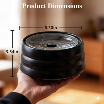 BOBO & BOWL Anti-Splash Pet Drinking Bowl with Floating Glass Disk (1.2L/40 oz), Food-Grade Ceramic Water Bowl for Small & Medium Dogs - Elevated, Heavy Sturdy, Dishwasher & Microwave Safe, Black - color: Black-with Floating Tray