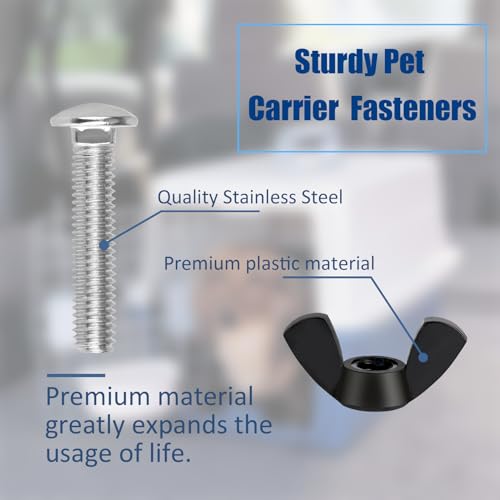 Pet Carrier Fasteners Kennel Replacement M6 Bolts and Butterfly Nuts for Plastic Cat Crate and Dog Crate Dog Kennel Accessories Cat Cage Carrier Parts (24 Set) - color: 24 Set