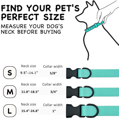Waterproof Dog Collar Durable and Easy to Clean Rubber Dog Collars Odor-Proof Fits Small Medium Large Dogs (Mint Green, Small (9.5-14.2” Neck)) - color: Mint green, size: Small (9.5 -14.2” Neck)