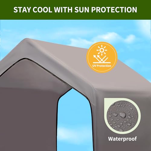 Dog Shade Shelter Dog House Outside Sun Rain Cover 4'x 4'x 3.3', Gray Canopy Roof Only (Metal Frame Not Included) - size: Dog House Cover