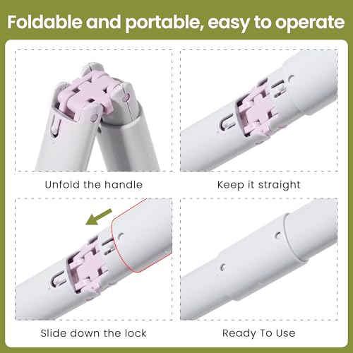 Dog Pooper Scooper Portable with Bag Attachment, One Handed Foldable Design, Includes 120 Waste Bags and Dispenser, 19 Inch Handle for Grass Yard Gravel Cleanup (Purple) - color: Purple + 120 garbage bags + dispenser