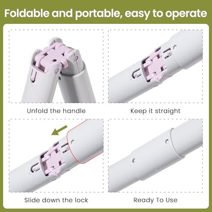 Dog Pooper Scooper Portable with Bag Attachment, One Handed Foldable Design, Includes 120 Waste Bags and Dispenser, 19 Inch Handle for Grass Yard Gravel Cleanup (Purple) - color: Purple + 120 garbage bags + dispenser