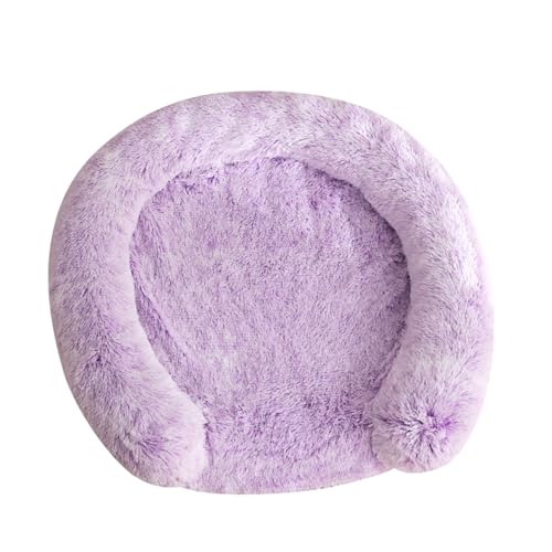 Fluffy Dog Bed for Large Dogs - C-Shaped Dog Bed Mat with Waterproof Lining Removable Cover, Washable and Non-Slip Bottom (Lilac, XL) - color: Lilac, size: 35.4x35.4x3.9 in