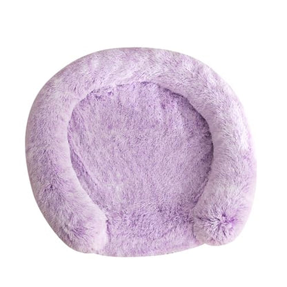 Extra Large Calming Dog Bed, Memory Foam Donut Bed with Waterproof Lining, Removable Cover (Lilac, 2XL) - color: Lilac, size: 43.3x43.3x3.9 in