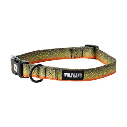 Wolfgang Heavy Duty, Adjustable Dog Collar with Quick Release Nylon Buckle for Walking & Training, BrookTrout Print, Large - color: BrookTrout Print, size: Large (1 Inch x 18-26 Inch)