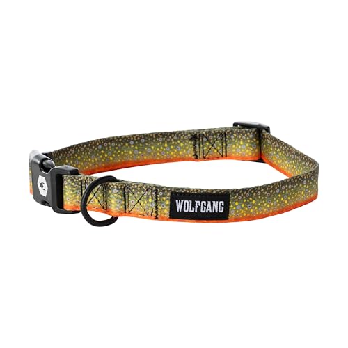 Wolfgang Heavy Duty, Adjustable Dog Collar with Quick Release Nylon Buckle for Walking & Training, BrookTrout Print, Small - color: BrookTrout Print, size: Small (5/8 Inch x 8-12 Inch)