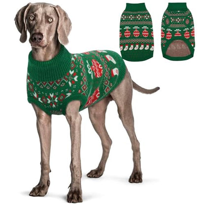 QBLEEV Christmas Dog Sweater for Large Dogs – Soft Acrylic Knit Dog Pullover for Large Breed Winter Wear – Sleeveless Big Pet Holiday Outfit - XL Turtleneck Sweatershirt Dress Girl Boy