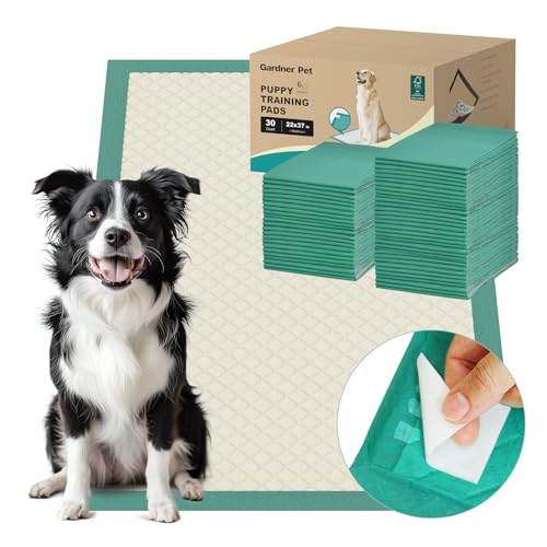 Gardner Pet Dog Pee Pads Extra Large 22"x37", 30 Count, Puppy Pee Pads with Adhesive Sticky Tape, Leak Prevention Disposable Training Bed Pads for Doggie, Cat, Rabbit, Suitable for Crate/Cage - size: 22" x 37" (30 Ct)