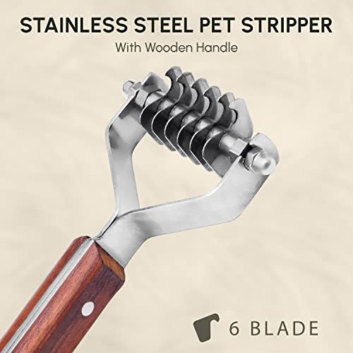 Flamia & Jabz Undercoat Rake for Dogs & Cats, Dematting Grooming Stripper Tool (6 Blades) - size: 6 Blades