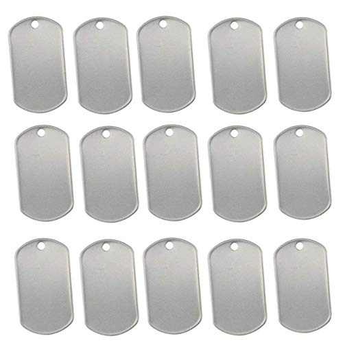 Tinsow 100PCS Blank Bulk Dog Tags for Stamping Engraving Shiny Stainless Steel Military Rolled Edge Backing Dog Tags for Doggies Engraved