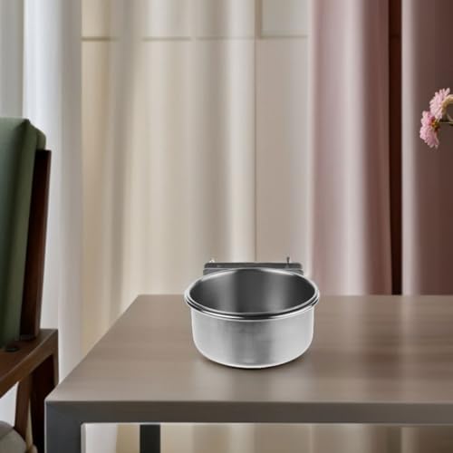 KALLORY Wall Mounted Dog Bowl Raised Pet Feeder Stainless Steel Hanging Water Dish for Dogs and Puppies Comfortable Feeding Station with Dual Screws 14cm