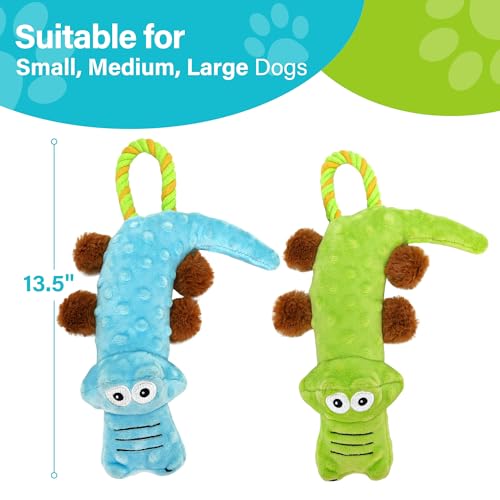 Prime Pets Squeaky Dog Toys, 2 Pack, Tough Stuffed Tug of War Dog Toys for Small Medium Large Dogs, Interactive Puppy Chew Toy to Keep Them Busy