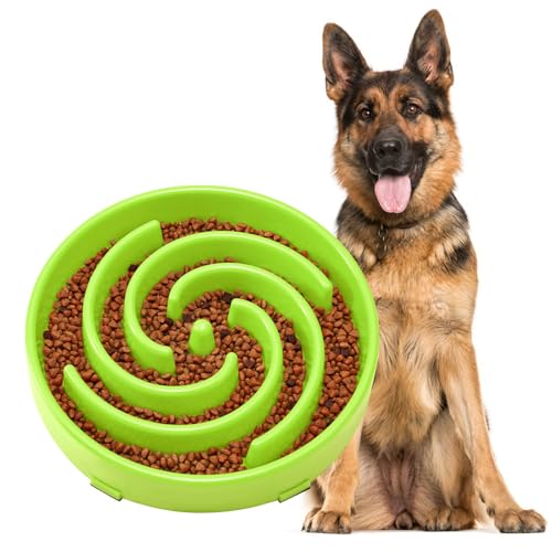 JASGOOD Slow Feeder Dogs Bowl for Large Medium Dogs,Anti-Gulping Pet Slower Food Feeding Bowls Stop Bloat,Preventing Choking Healthy Design Dogs Bowl - color: P-grass green