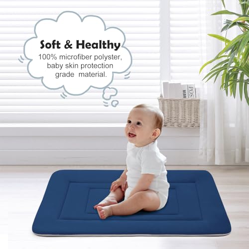 Dog Bed Soft Dog Crate Bed Pad Mat, 48 in Non Slip Bottom Washable Beds for Extra Large Dogs, Pet Bed Mattress Kennel Pad, Dark Blue - color: Dark Blue, size: 48.0"L x 30.0"W x 1.2"Th