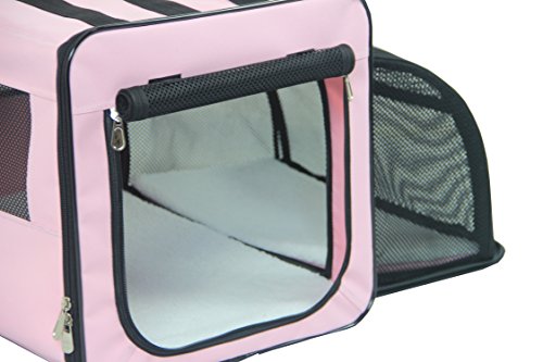 Pet Life ® Roomeo Folding 2-in-1 Dual-Side Expandable Collapsible Travel Cat and Dog Carrier and Wired Folding Pet Crate