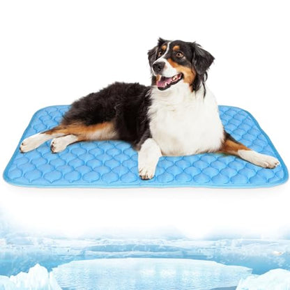 Dog Cooling Mat Non-Toxic Self Cooling Pad for Dogs Cats in Hot Summer Cool Pad Washable & Easy Clean - color: BLUE, size: XL 47x29in
