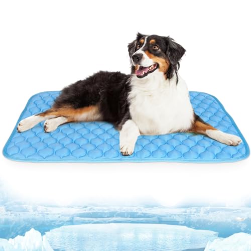 Dog Cooling Mat Non-Toxic Self Cooling Pad for Dogs Cats in Hot Summer Cool Pad Washable & Easy Clean - color: BLUE, size: XL 47x29in